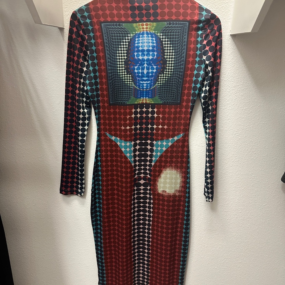 Geometric Patterned Long Sleeve Dress